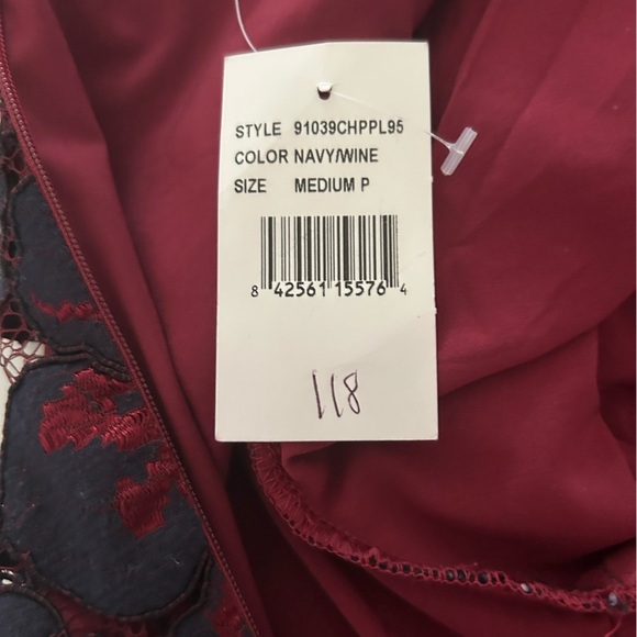 Charles Henry Blue and Red Sheath Midi Dress. Med Petite. Lined - Picture 9 of 9